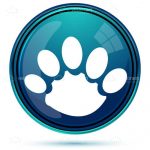 White Animal Paw Print on a Blue Background